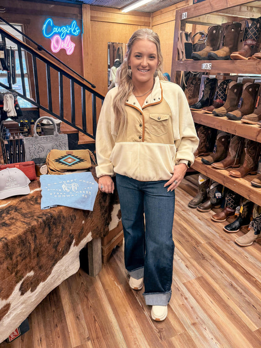 KIMES RANCH LADIES CLOTHING LADIES NATURAL JOSIE CROPPED PULLOVER