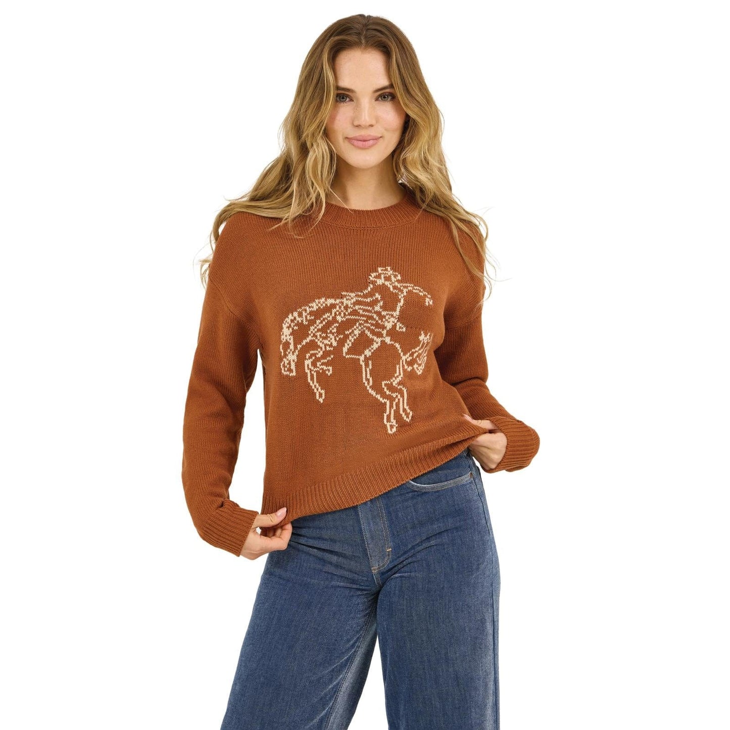 WRANGLER LADIES CLOTHING LADIES RUST WRANGLER AMERICANA SWEATER