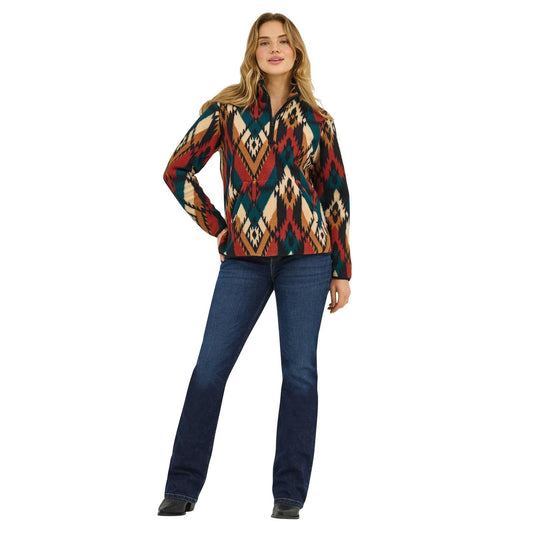 WRANGLER LADIES CLOTHING LADIES TEAL AMERICANA SHERPA PULLOVER