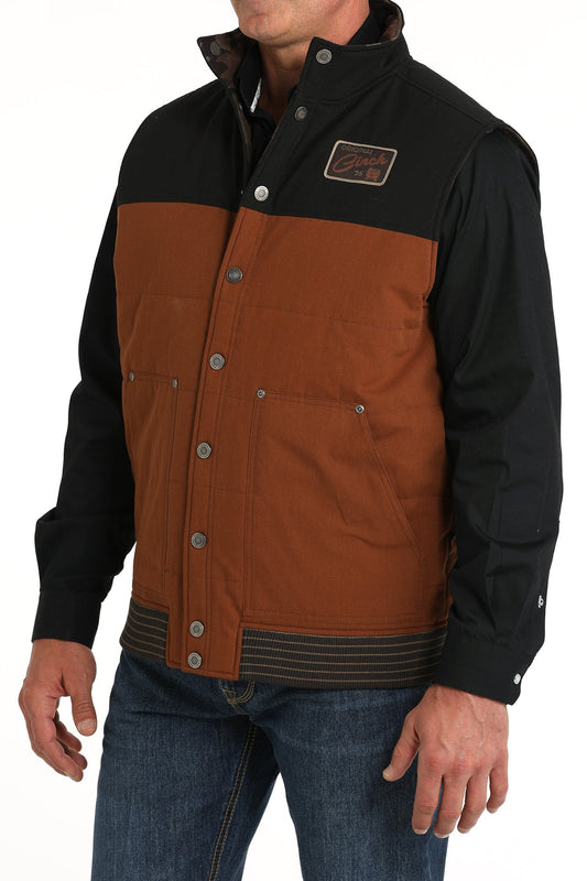 MILLER INTERNATIONAL MENS CLOTHING MENS BROWN REVERSIBLE WAXED CANVAS QUILTED VEST