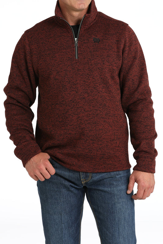 MILLER INTERNATIONAL MENS CLOTHING MENS BURGANDY 1/4 ZIP KNIT PULLOVER