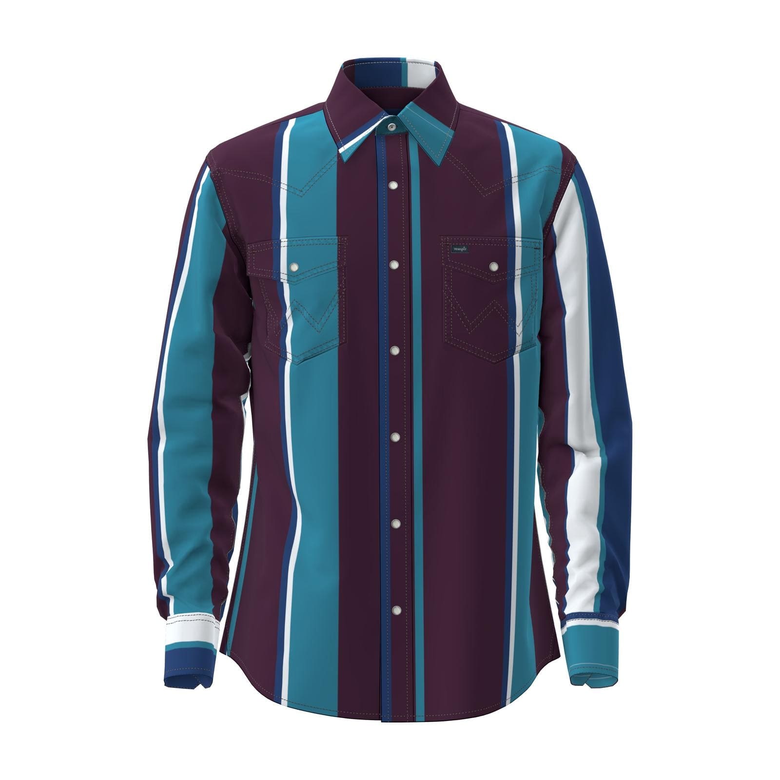 WRANGLER MENS CLOTHING MENS PURPLE STRIPE WRANGLER BRUSHPOPPER SHIRT