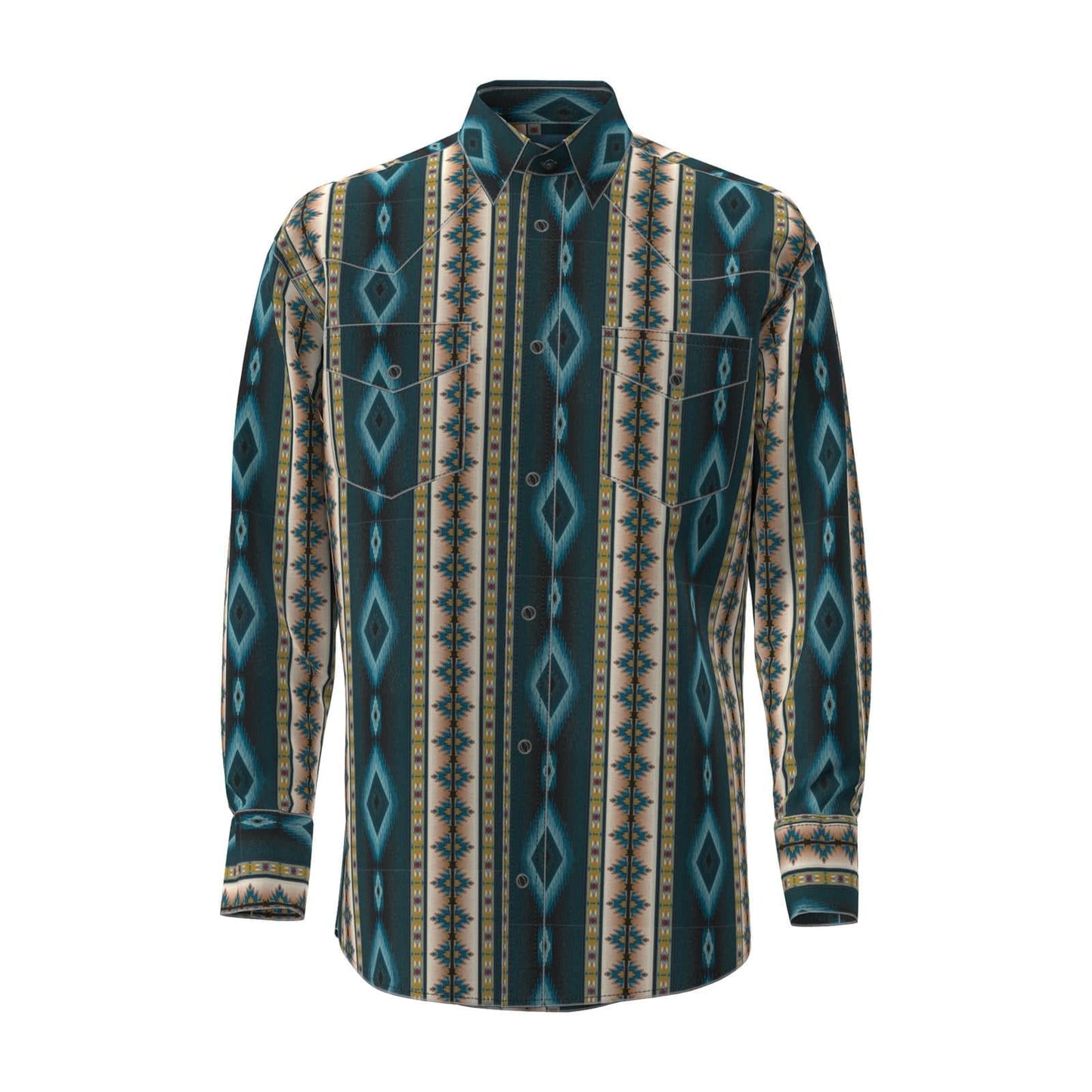 WRANGLER MENS CLOTHING MENS TEAL CHECOTAH WRANGLER L/S SNAP SHIRT