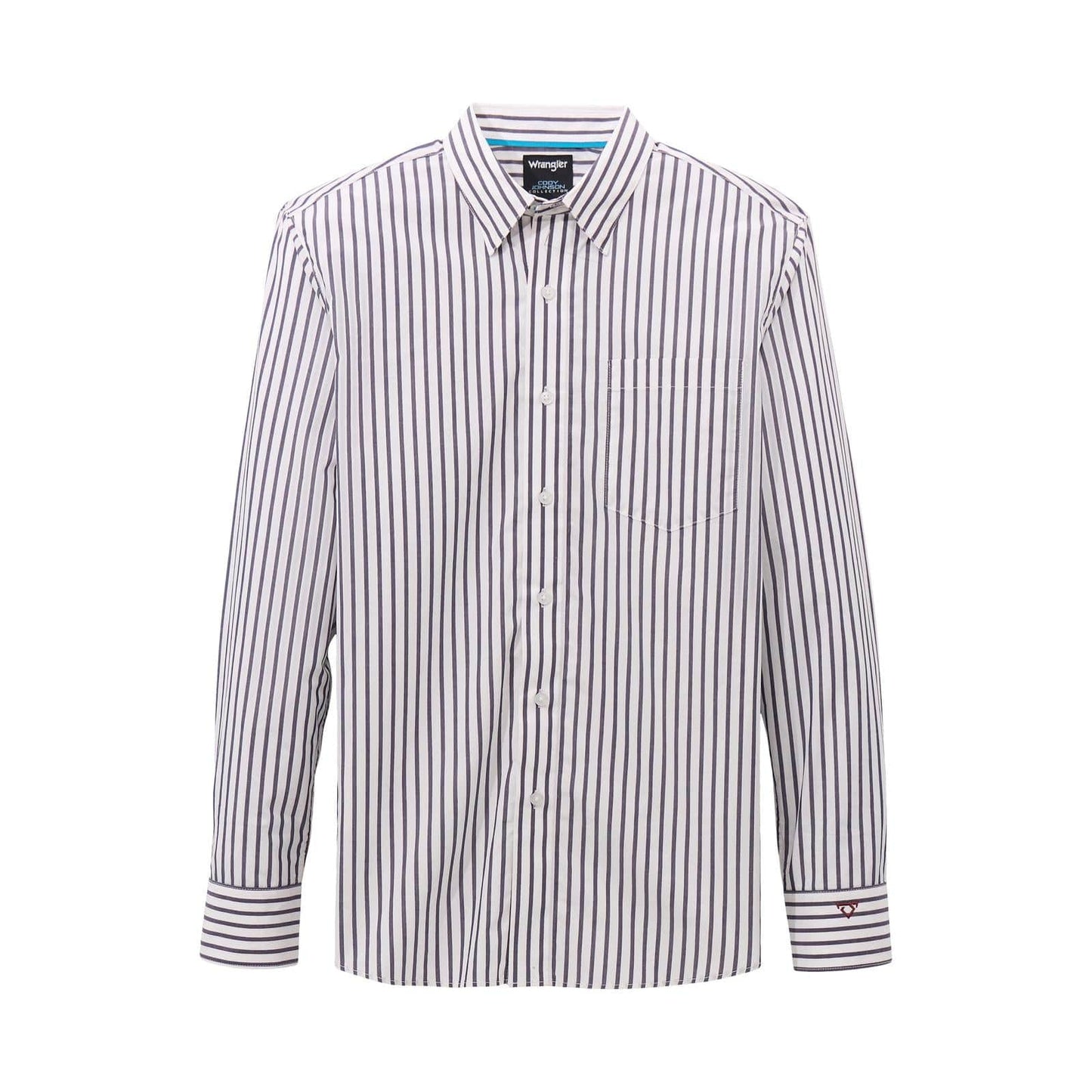 WRANGLER MENS CLOTHING MENS WHITE/NAVY CODY JOHNSON WRANGLER L/S SHIRT