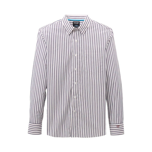 WRANGLER MENS CLOTHING MENS WHITE/NAVY CODY JOHNSON WRANGLER L/S SHIRT