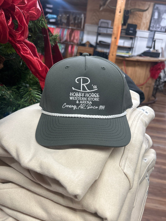 JR'S HOBBY HORSE ACCESSORIES Default OLIVE/WHITE ROPE ROCKING JRS LOGO CAP
