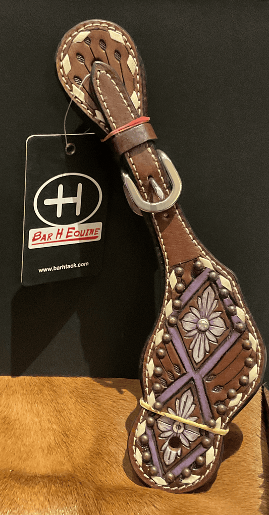 AMERICAN DARLING TACK + SUPPLIES Default PURPLE TOOLED LEATHER SPUR STRAPS