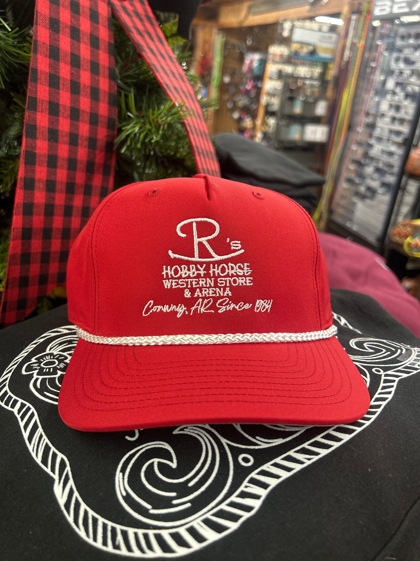 JR'S HOBBY HORSE ACCESSORIES Default RED/WHITE ROPE ROCKING JRS LOGO CAP