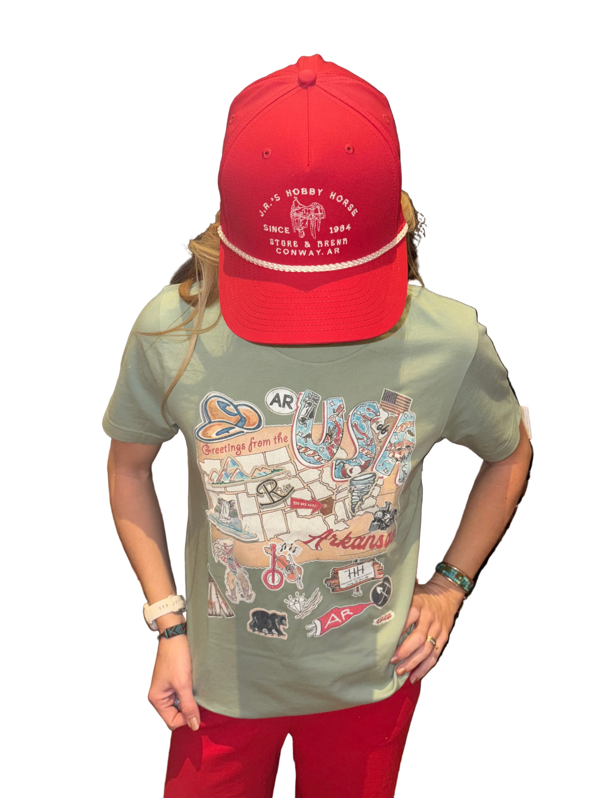 XOXO ART & CO LADIES CLOTHING SAGE ARKANSAS OWTP TEE SHIRT