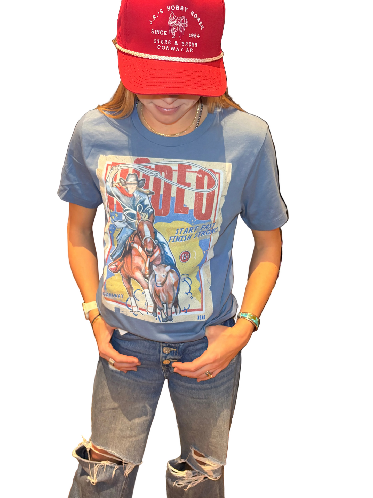 XOXO ART & CO LADIES CLOTHING STEEL BLUE CIRCUS BREAKAWAY TEE SHIRT