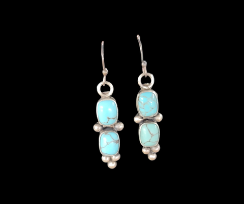 LACY GENUINE TURQUOISE & SILVER EARRINGS