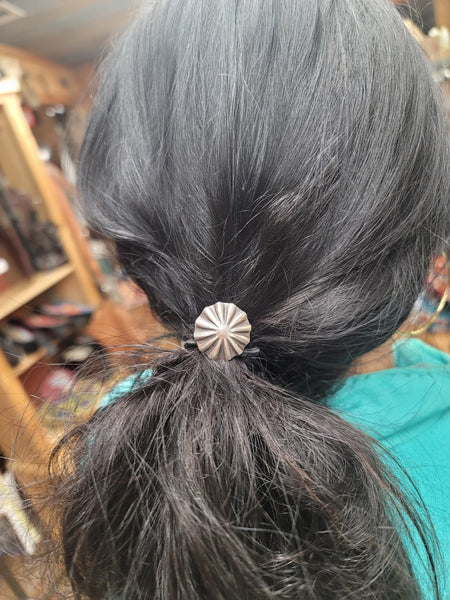 STERLING SILVER CONCHO HAIR TIE
