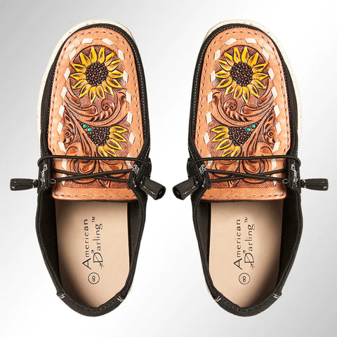 SUNFLOWER TOOLED LEATHER AMERICAN DARLING SHOES