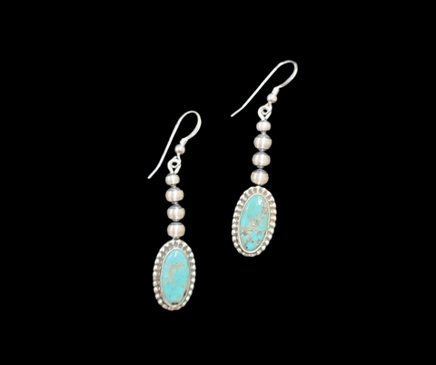 PIMA NAVAJO PEARL TURQUOISE HANDCRAFTED EARRINGS