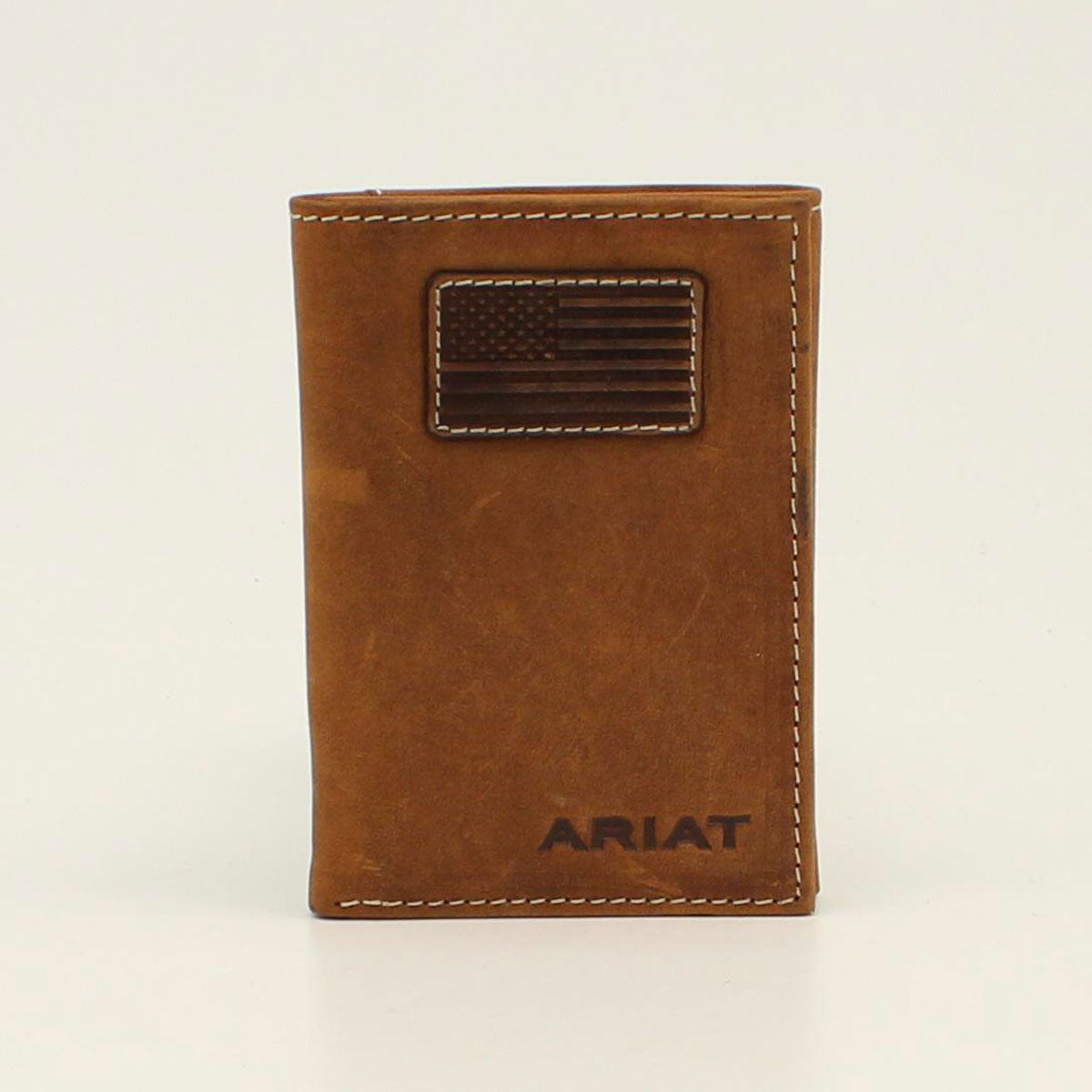 FLAG PATCH MEDIUM BROWN ARIAT TRIFOLD WALLET