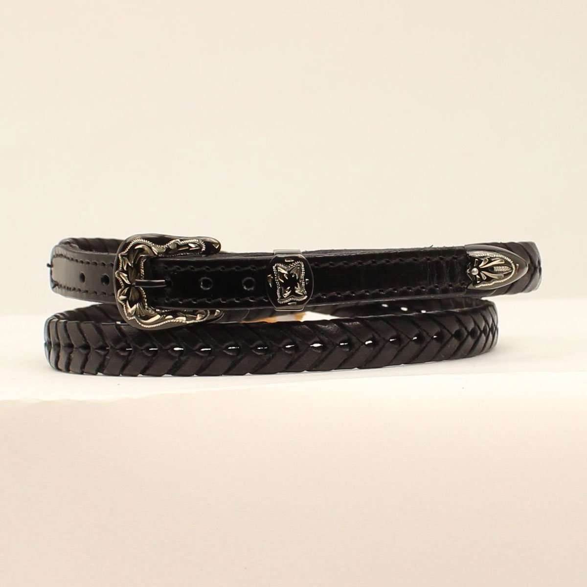 BLACK LACED LEATHER HATBAND