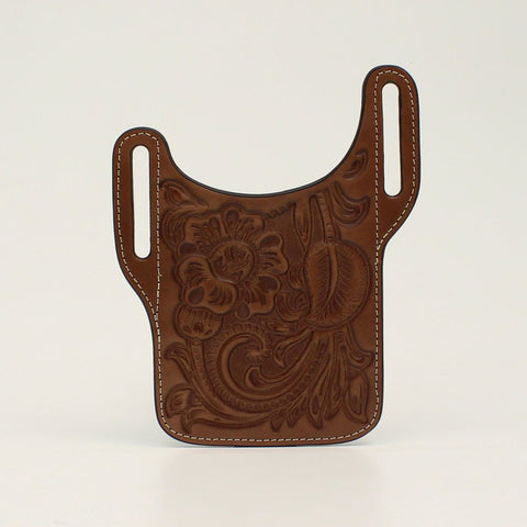 BROWN FLORAL TOOLED CELLPHONE HOLSTER