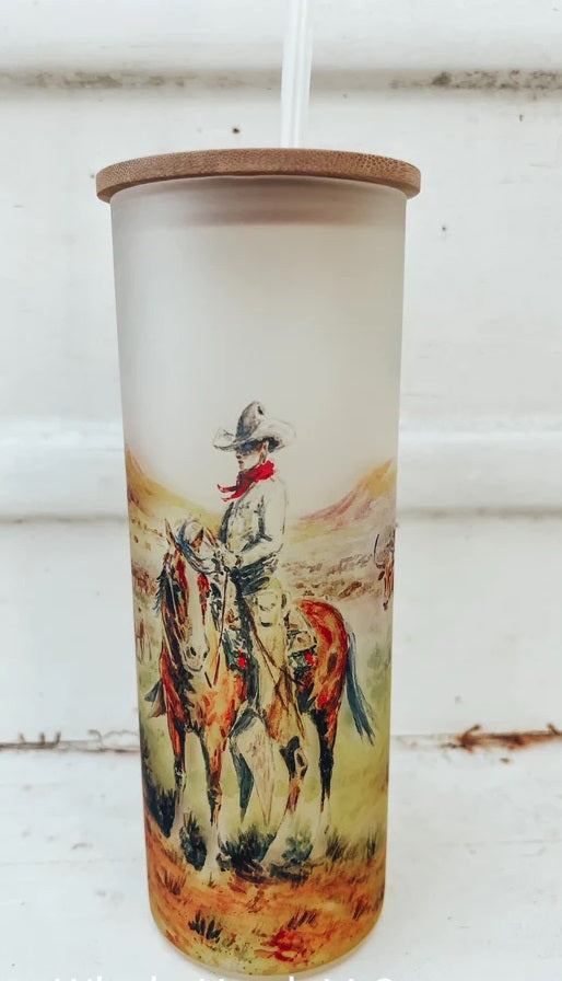 RANCHIN OUT FROSTED GLASS TUMBLER