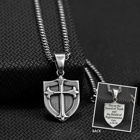 SHIELD and CROSS NECKLACE