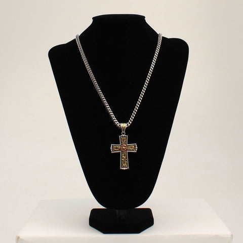 ANTIQUE SILVER and GOLD CROSS NECKLACE