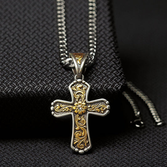 M&F WESTERN PRODUCTS ACCESSORIES CLEAR STONE CROSS NECKLACE