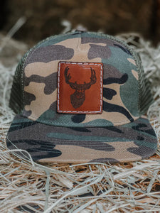 PAMPAWS BUCK LEATHER PATCH CAP