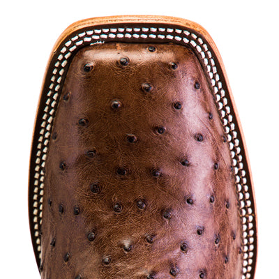MENS KANGO TOBACCO FULL QUILL OSTRICH BOOTS