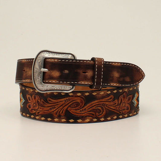 M&F WESTERN PRODUCTS ACCESSORIES 40 SOUTHWEST BEADED INLAY BUCKSTITCH BELT
