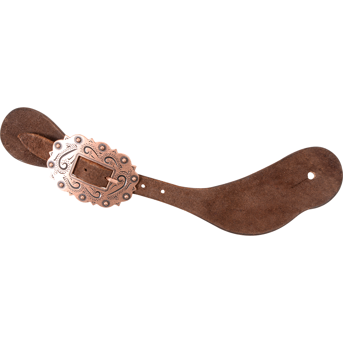CHOCOLATE ROUGHOUT COPPER BUCKLE SPUR STRAPS