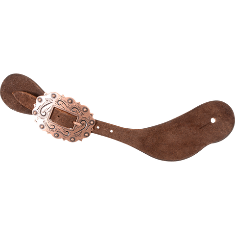 CHOCOLATE ROUGHOUT COPPER BUCKLE SPUR STRAPS