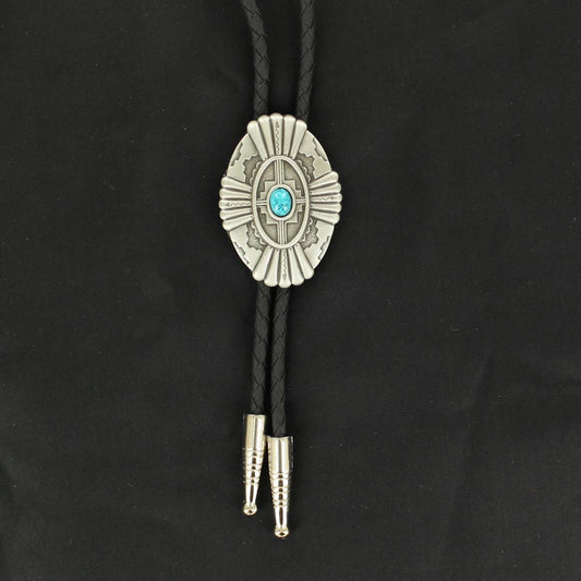 M&F WESTERN PRODUCTS ACCESSORIES TURQUOISE STONE/SILVER BOLO TIE